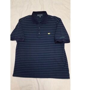THE MASTERS COLLECTIONS MENS NAVY BLUE/GREEN STRIPED SHORT SLEEVE POLO SIZE XL